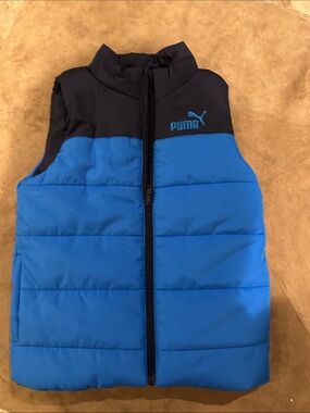 Puma Black and Bright Blue Quilted Vest
